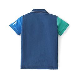 Babyhug Disney Cotton Knit Half Sleeves Polo T-Shirt  with 101 Dalmatians Graphics - Blue & Yellow