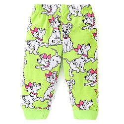 Babyhug Disney Single Jersey Full Sleeve Night Suit with 101 Dalmatians Print - Lime Green