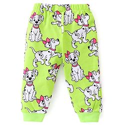Babyhug Disney Single Jersey Full Sleeve Night Suit with 101 Dalmatians Print - Lime Green
