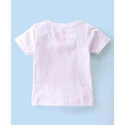 Babyhug Disney Cotton Knit Half Sleeves T-Shirt & Dungaree Set Mickey Mouse Print - White & Navy Blue