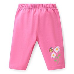 Babyhug Cotton  Lycra Knit Three Fourth Leggings  Floral Print Pack of 3 -Pink Purple & Yellow