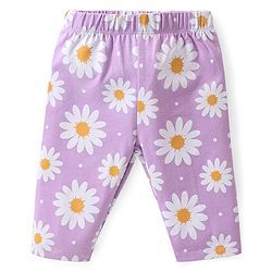 Babyhug Cotton  Lycra Knit Three Fourth Leggings  Floral Print Pack of 3 -Pink Purple & Yellow