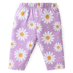 Babyhug Cotton  Lycra Knit Three Fourth Leggings  Floral Print Pack of 3 -Pink Purple & Yellow
