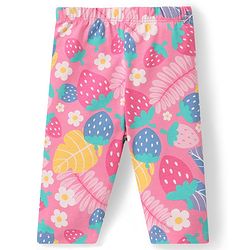 Babyhug Cotton Lycra Three Fourth Leggings Fruits & Floral Print Pack of 3 - Multicolour