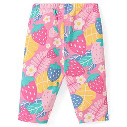 Babyhug Cotton Lycra Three Fourth Leggings Fruits & Floral Print Pack of 3 - Multicolour