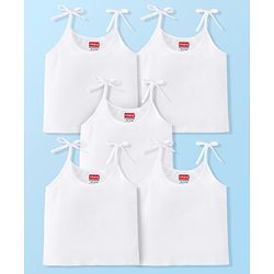 Babyhug 100% Cotton Woven Sleeveless Solid Color Tie Knot Vest Pack of 5 - White