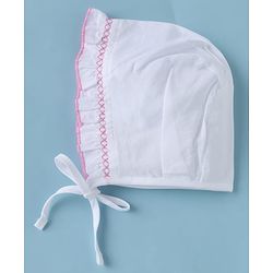 Babyhug 100% Cotton Caps Pack of 3- White