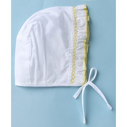 Babyhug 100% Cotton Caps Pack of 3- White