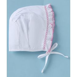 Babyhug 100% Cotton Caps Pack of 3- White