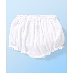 Babyhug 100% Cotton Premium Pointelle Fabric Solid Bloomers Pack of 3 - White