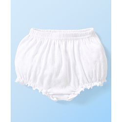 Babyhug 100% Cotton Premium Pointelle Fabric Solid Bloomers Pack of 3 - White