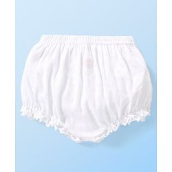 Babyhug 100% Cotton Premium Pointelle Fabric Solid Bloomers Pack of 3 - White