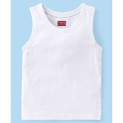 Babyhug 100% Organic Cotton Knit Sleeveless Solid Color Sandos Pack of 3 - White
