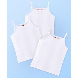 Babyhug 100%  Organic Cotton Knit Sleeveless   Slips Solid Colour  Pack of 3 - White