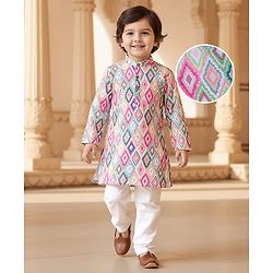 Babyhug Cambric Full Sleeves Printed Kurta Pyjama Set - Multicolor