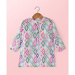 Babyhug Cambric Full Sleeves Printed Kurta Pyjama Set - Multicolor