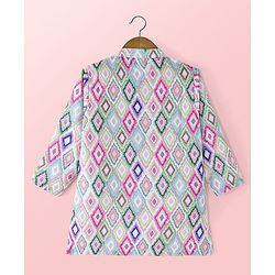 Babyhug Cambric Full Sleeves Printed Kurta Pyjama Set - Multicolor