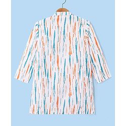 Babyhug Cambric Woven Full Sleeves Vertical Striped Kurta With Pyjama Set - White