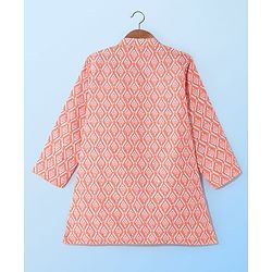 Babyhug Camrbic Sequenced Embroidered Full Sleeves Printed Kurta with Pyjama - Peach