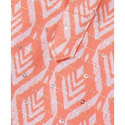 Babyhug Camrbic Sequenced Embroidered Full Sleeves Printed Kurta with Pyjama - Peach