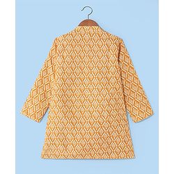 Babyhug Camrbic Sequenced Embroidered Full Sleeves Printed Kurta with Pyjama - Yellow