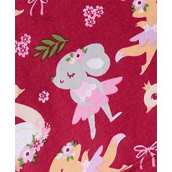 Babyhug Cotton Knit Frill Sleeves Mice Printed Top - Red