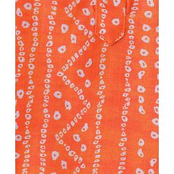 Babyhug Cambric Woven Full Sleeves Bandhani Printed Kurta With Dhoti Set - Orange & White