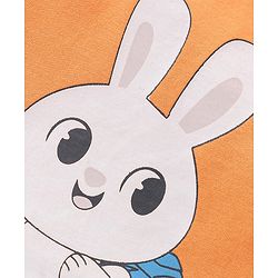 Babyhug Cotton Knit Half Sleeves Bunny Printed Night Suit - Orange & Blue