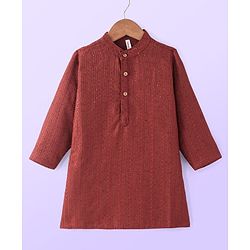 Babyhug Woven Full Sleeves Embroidered Kurta Payjama Set - Red