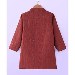Babyhug Woven Full Sleeves Embroidered Kurta Payjama Set - Red