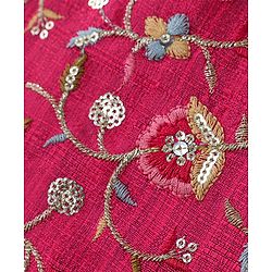 Babyhug  Sleeveless Floral  Embroiderd Choli &  Tiered Lehenga with  Dupatta Set - Green