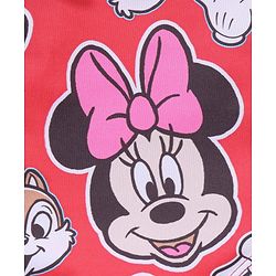 Babyhug Disney Sleeveless V Cut Swimsuit with Frill Detailing Minnie Mouse Print - Red