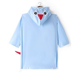 Babyhug Full Sleeves Below Knee Length Raincoat Dino Print - Blue