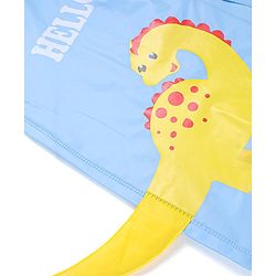 Babyhug Full Sleeve Below Knee Length Hooded Raincoat with Dino Print & Applique - Light Blue
