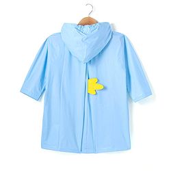 Babyhug Full Sleeves Below Knee Length Raincoat Astro Print & Applique  - Light Blue
