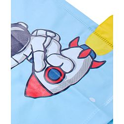 Babyhug Full Sleeves Below Knee Length Raincoat Astro Print & Applique  - Light Blue