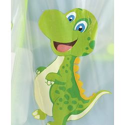 Babyhug Full Sleeves Below Knee Length Dino Box Kids Hooded Raincoat - White & Green