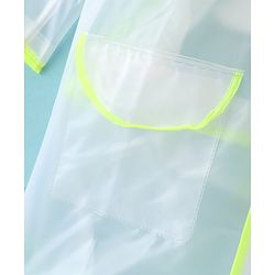 Babyhug Full Sleeves Below Knee Length Dino Box Kids Hooded Raincoat - White & Green