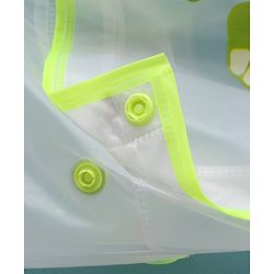 Babyhug Full Sleeves Below Knee Length Dino Box Kids Hooded Raincoat - White & Green