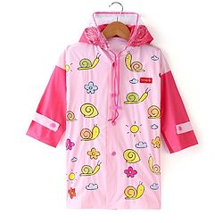 Babyhug Full Sleeves Below Knee Length Hooded Raincoat Snail Print - Pink