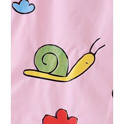 Babyhug Full Sleeves Below Knee Length Hooded Raincoat Snail Print - Pink