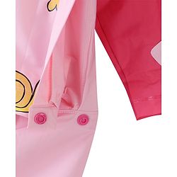 Babyhug Full Sleeves Below Knee Length Hooded Raincoat Snail Print - Pink