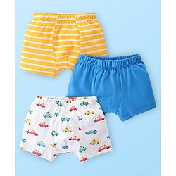 Babyhug 100% Cotton Knit Striped & Trunk Print Pack of 3 - Multicolour