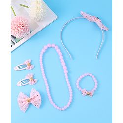Babyhug Free Size Hair Accessories Combo Set with Bow Applique - Pink