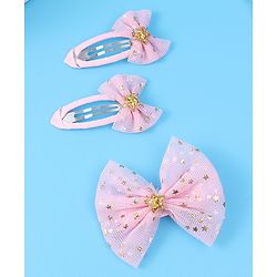 Babyhug Free Size Hair Accessories Combo Set with Bow Applique - Pink
