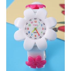 Babyhug Free Size Floral Shape Analog Watch  - White (Belt Color May Vary)