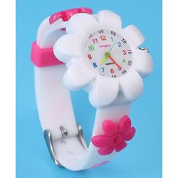 Babyhug Free Size Floral Shape Analog Watch  - White (Belt Color May Vary)