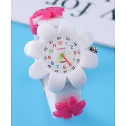 Babyhug Free Size Floral Shape Analog Watch  - White (Belt Color May Vary)