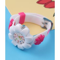 Babyhug Free Size Floral Shape Analog Watch  - White (Belt Color May Vary)