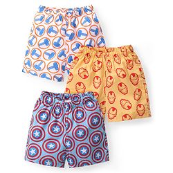 Babyhug Marvel Cotton Woven Boxers With Avengers Print Pack of 3 - Multicolor